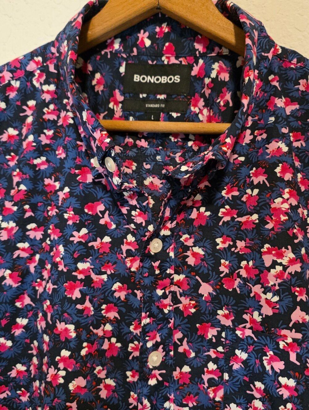 Bonobos Floral Short Sleeve Shirt Slim Fit Button Down Cotton Summer Men Large